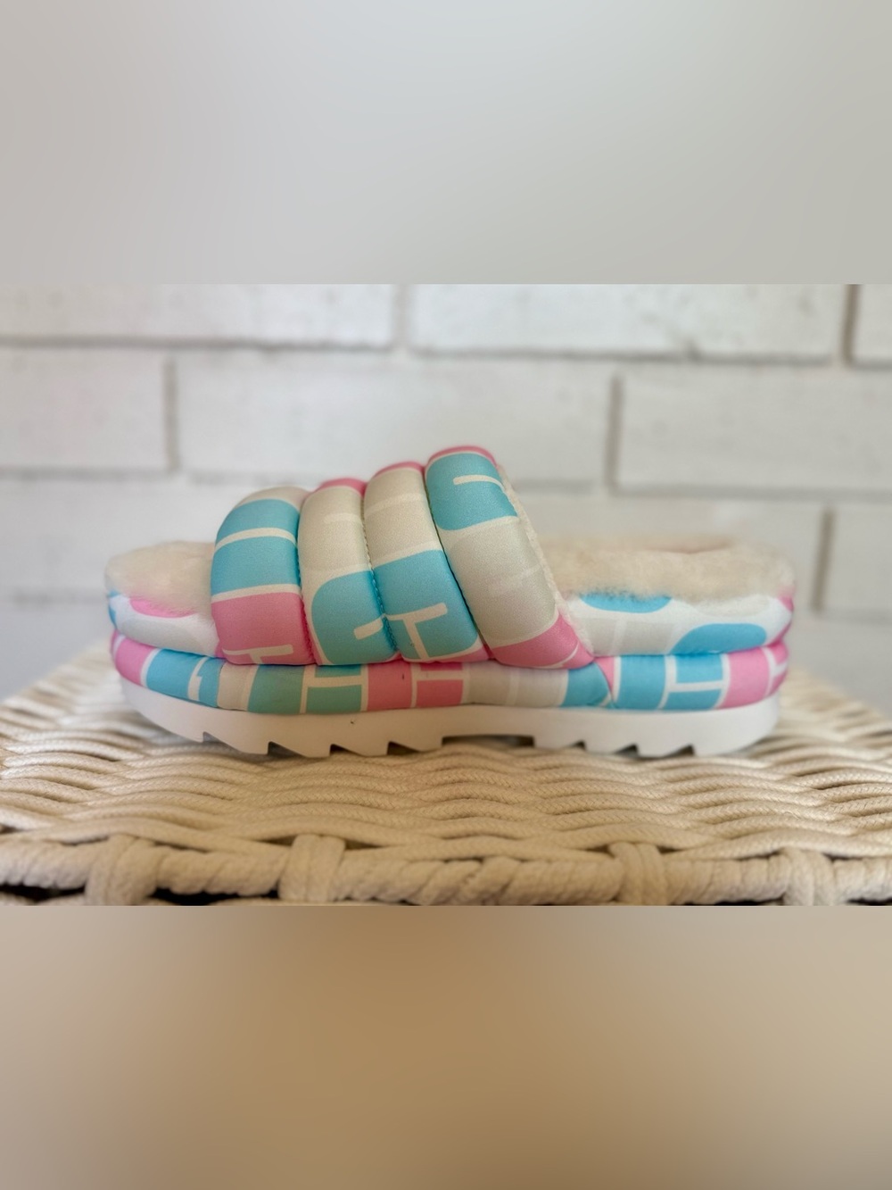 UGG Maxi Slide Logo Puffer Platform Sandals